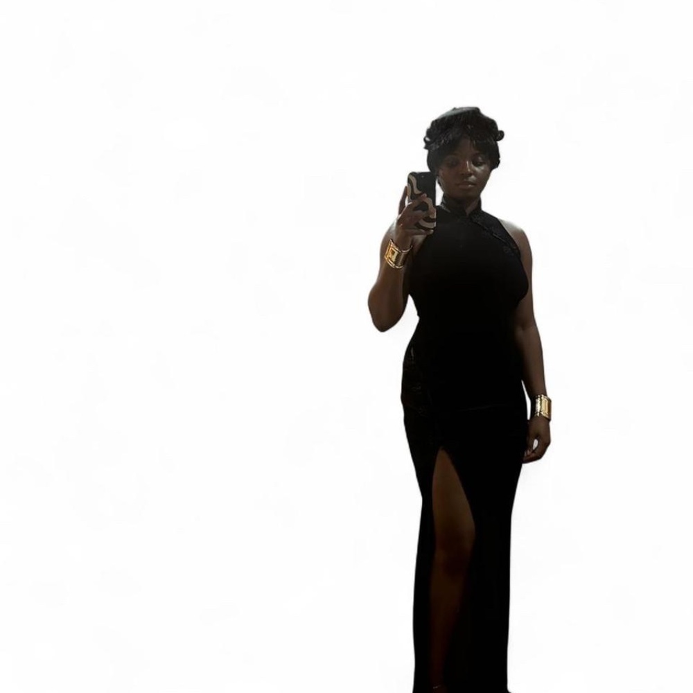 Fashion Nova Black velvet cheongsam collar dress